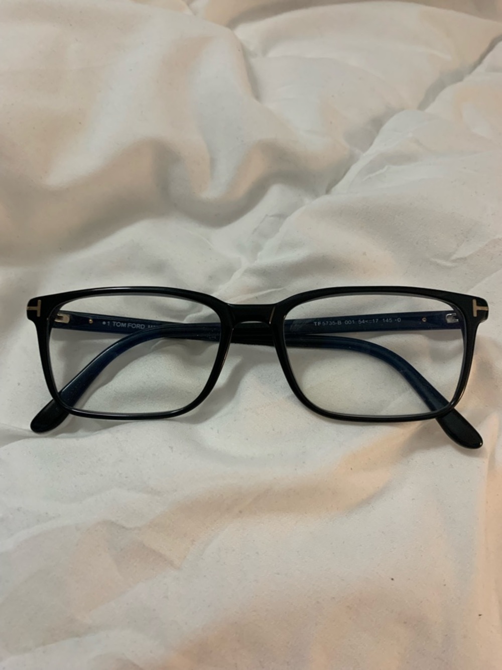 Tom Ford UNISEX Black Rectangular Glasses with Gold Accent